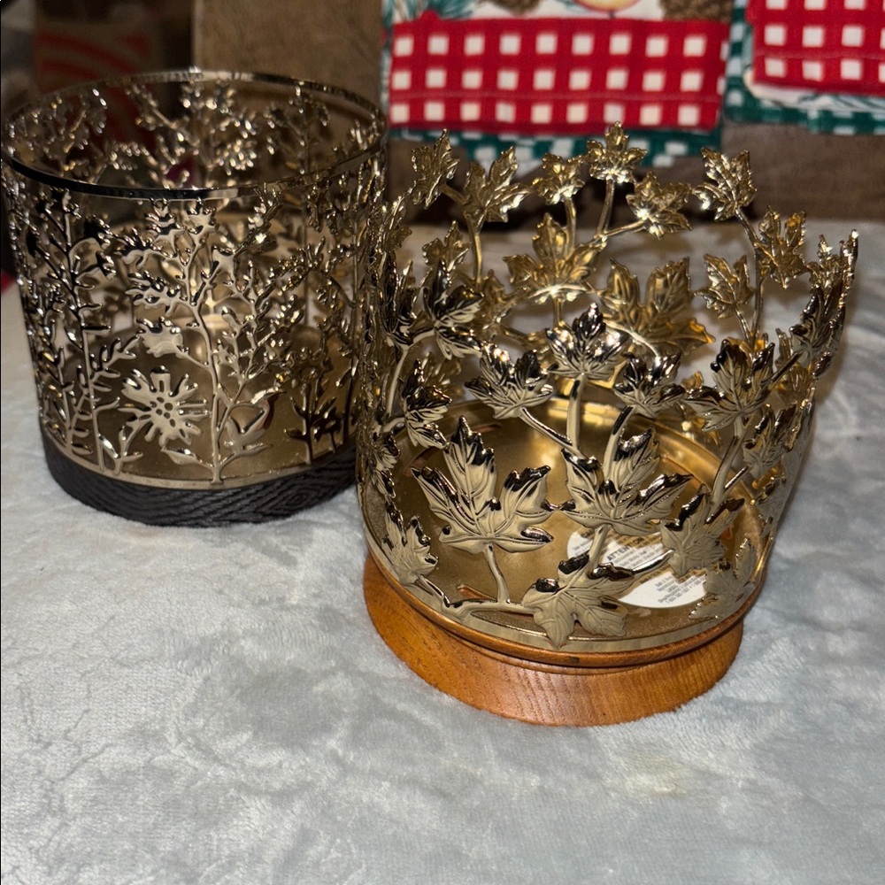 Bath & Body Works gold tone candle holders set of 2 good shape